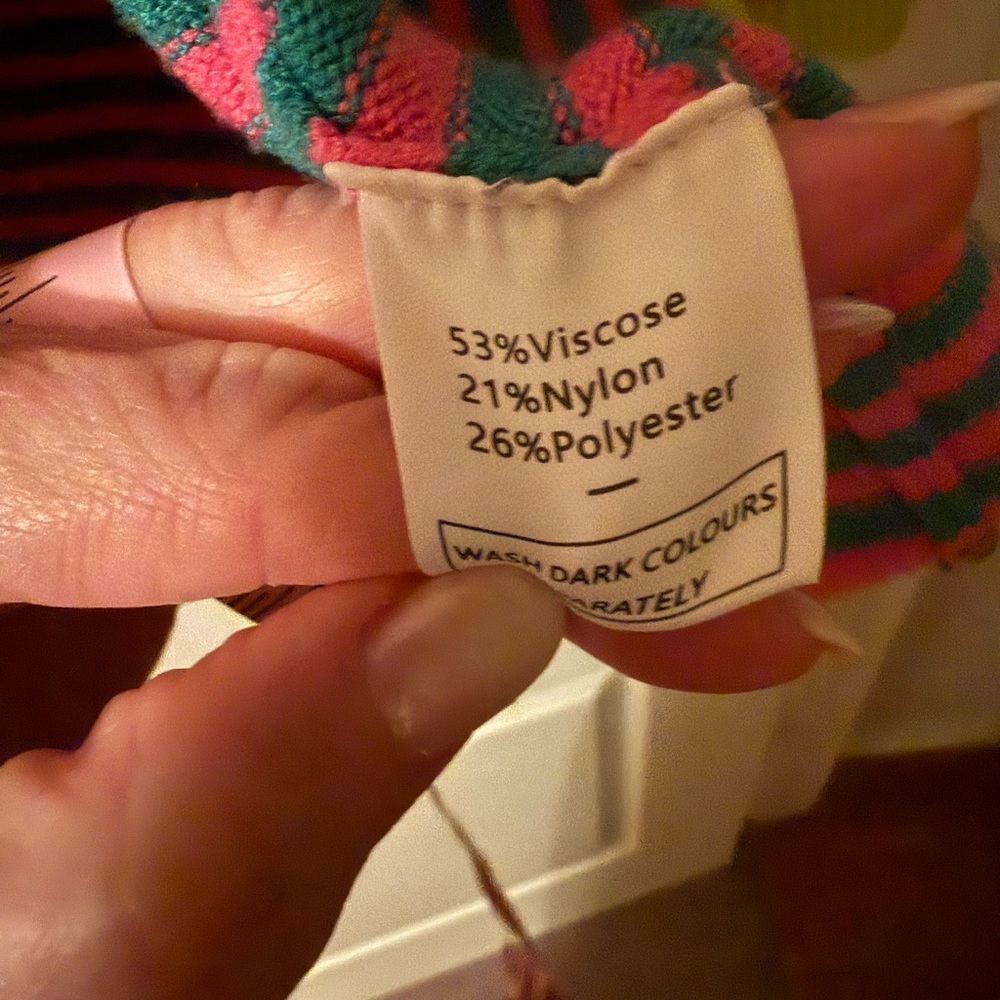 Striped Pink and Green Women's Sweater XXL - Oversized - Picture 3 of 3